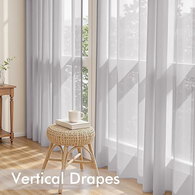 MIULEE Greyish Lilac Sheer Curtains 72 Inches Long, 4 Panels Set, Rod Pocket Light Filtering Window Drapes for Bedroom and Living Room, Elegant Airy Fabric, 42 x 72 Inches