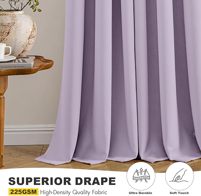 MIULEE Lilac Blackout Curtains for Bedroom Living Room 84 Inches Long 2 Panels, Thermal Insulated Room Darkening Drapes Grommet Noise Reducing Light Blocking Window Treatments 40x84 Inch
