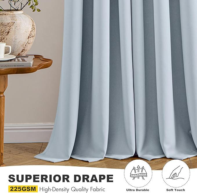 MIULEE Light Blue Blackout Curtains for Bedroom Living Room 84 Inches Long 2 Panels, Thermal Insulated Room Darkening Drapes Grommet Noise Reducing Light Blocking Window Treatments 40x84 Inch