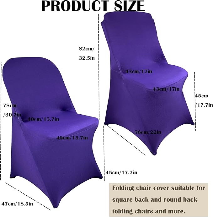 10PCS Stretch Spandex Folding Waterproof Chair Covers,Universal Fitted Chair Cover Protector for Wedding Party Banquet Holidays Celebration Decoration(Purple)