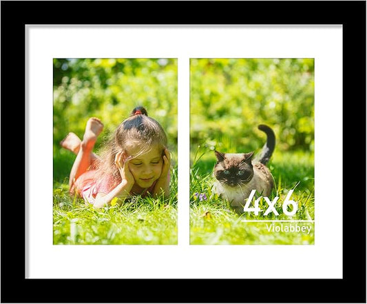 VIOLABBEY 8x10 Collage Picture Frame,Fits 4x6 Double Photos with Mat or One 8x10 Pictures without Mat for Wall or Tabletop