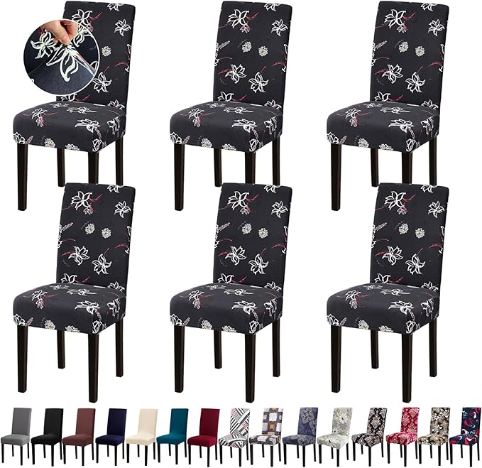 Chair Covers, Stretch Kitchen Dining Room Chair Covers Set of 6, Removable Washable Dining Chair Slipcovers for Home, Hotel, Banquet