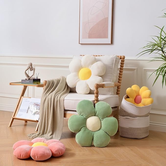 Flower Pillow,FlowerShaped Throw Pillow Cushion Seating six Petal23.26 Green Flower PlushThrow Pillow Floor Pillows Home Decorative Seating Cushions