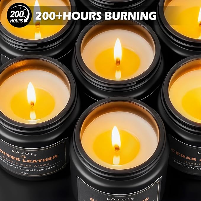 Mens Scented Candle Gift Set, 9 Pack Candles for Men, 36 oz Soy Candle, 200+ Hours Burn Time, Aromatherapy Gifts for Dad, Boyfriend, Husband for Christmas, Valentines Day, Father’s Day, Birthday