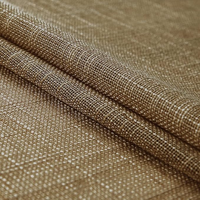 XTMYI Small Burlap Curtains for Kitchen Windows Primitive Linen Look Short Curtain Valances for Small Window Coverings Door Bedroom Sink Above and Under Area Coffee Colored Brown 24 Inch Length