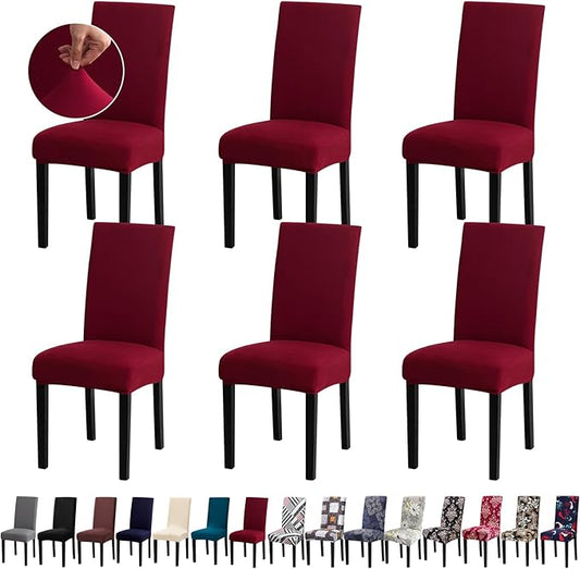 Chair Covers, Stretch Kitchen Dining Room Chair Covers Set of 6, Removable Washable Dining Chair Slipcovers for Home, Hotel, Banque