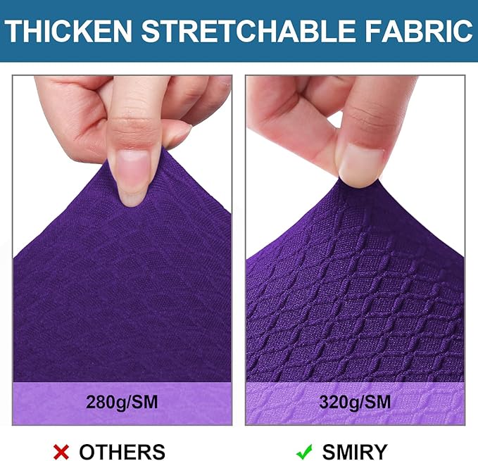 Smiry Waterproof Seat Covers for Dining Room Chairs Set of 6, Stretch Jacquard Removable Washable Chair Seat Slipcovers Protector, No Rear Covers, Violet