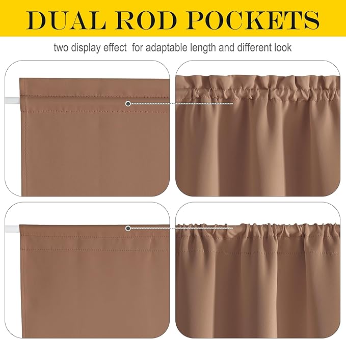 NICETOWN Blackout Door Curtain – Thermal Insulated Blackout Window Cover for French & Front Doors with Adjustable Tieback, Room Darkening Shade for Privacy, Cappuccino, W30 x L50, 1 Panel