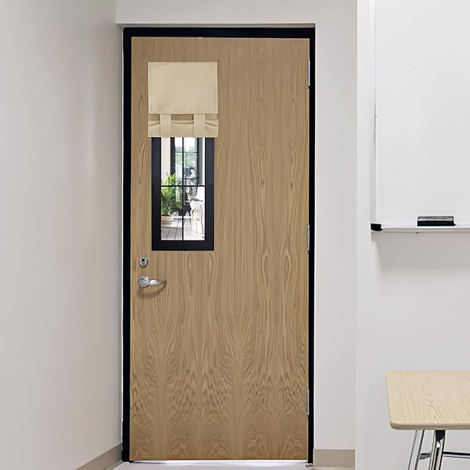 RYB HOME Classroom Door Window Cover, Blackout Shades for Classroom Windows and Doors Cover Lockdown Shades, Room Darkening Design Blocks Views, W 12 x L 30, 1 Panel, Biscotti Beige