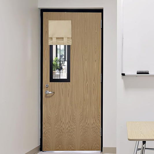 RYB HOME Classroom Door Window Cover, Blackout Shades for Classroom Windows and Doors Cover Lockdown Shades, Room Darkening Design Blocks Views, W 12 x L 30, 1 Panel, Biscotti Beige