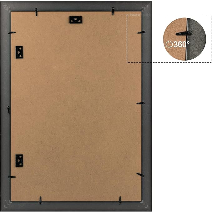Golden State Art, 13X19 Ornate Finish Photo Frame with White Mat for 11X17 Picture & Real Glass, Color: Black with Silver & Burgundy