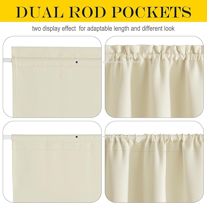 NICETOWN Sidelight Door Curtains 50 Inches Long for Side Windows Thermal Insulated Privacy Farmhouse French Door Curtain Panel with Adjustable Tie Back, 25x50 Inch Length, 1 Panel, Light Beige