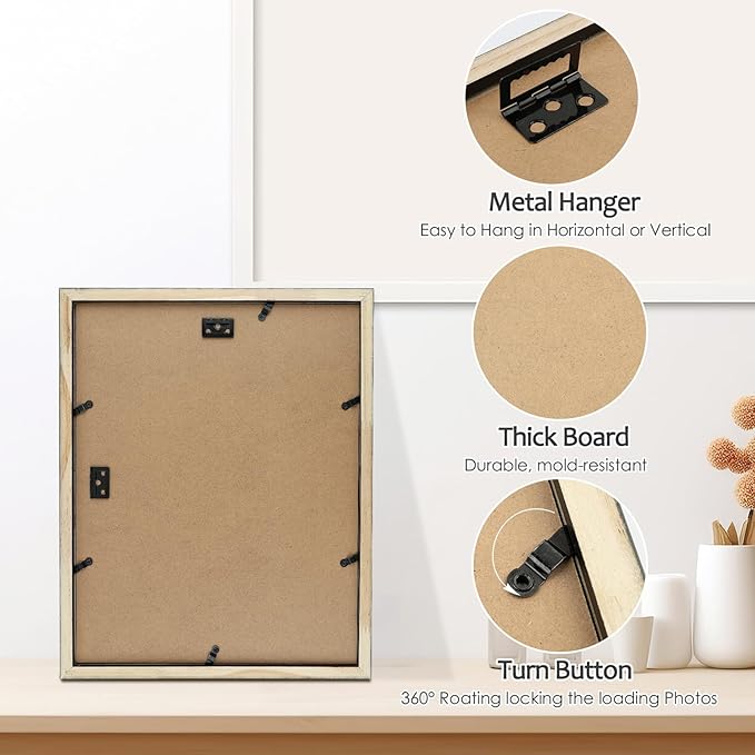 11x14 Dark Brown Wood Picture Frame - White Mat for 5x7 and 4x6 Photos - Real Glass, Sawtooth Hanger, Swivel Tabs - Wall Mounting - Great for Posters, Weddings, and Engagements