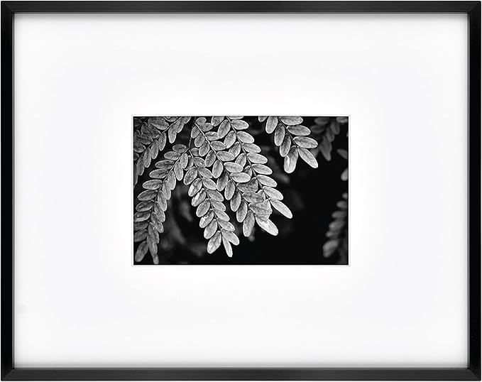 MCS Master & Co. Foundry Metal 11x14 Matted Picture Frame with 5x7 Photo Display, Black Vertical & Horizontal Wall Hanging Frame for Photos & Artwork (1-Pack)