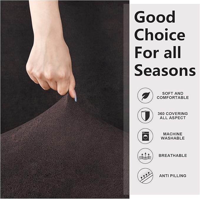 ANARACHON Recliner Chair Covers Leather Like, 4 Pieces Recliner Cover for Recliner Chair, Soft Sofa Slipcover Furniture Protector Washable Sofa Cover for Pets Kids (Chocolate)