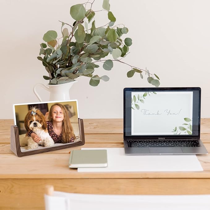 Mixoo 6x8 Picture Frame 2 Pack - Rustic Wooden Photo Frames with Walnut Wood Base and High Definition Break Free Acrylic Glass Covers for Desk or Tabletop Display (6×8 inch, Horizontal + Vertical)