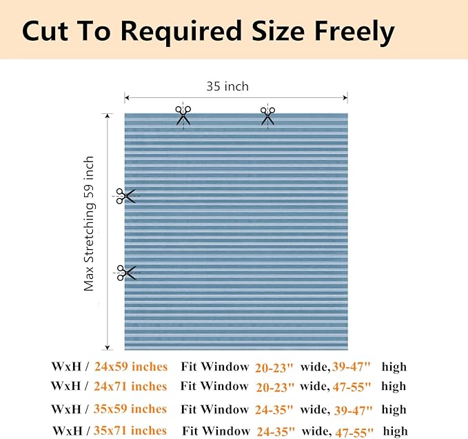 Window Blinds Cordless No Drill Cut to Size Clip On Stick On Self Adhesive Temporary Blinds Pleated Paper Blinds for Windows Doors Shades for Home Nursery Bedroom Kitchen Bathroom