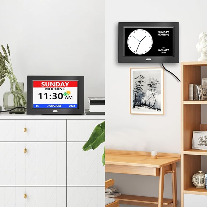 10 Inch Clock with Day and Date for Elderly Large Display Digital Clocks 12 Alarm 3 Display Modes Large Font Alzheimer's Clock Alarm Clocks for Seniors Auto DST 10in Black