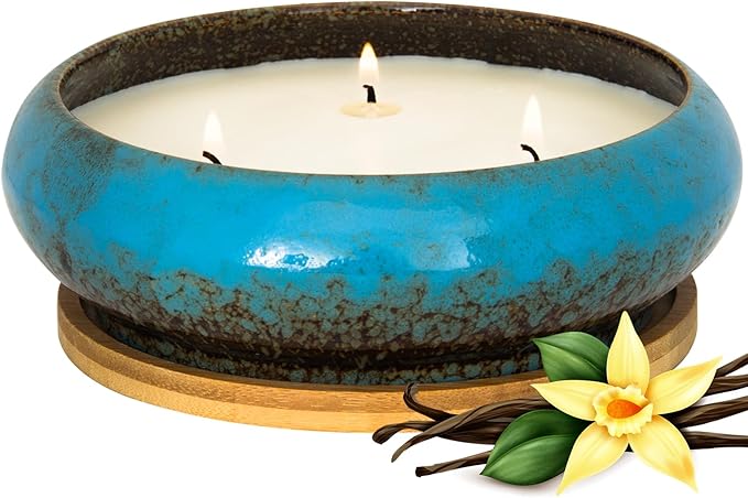 Scented Candles - 3 Wicks Large Vanilla Candle for Home Scented, 17 oz Aromatherapy Candle Gifts for Women, Decorative Natural Soy Candles with Long Lasting for Mother's Day Birthday Anniversary