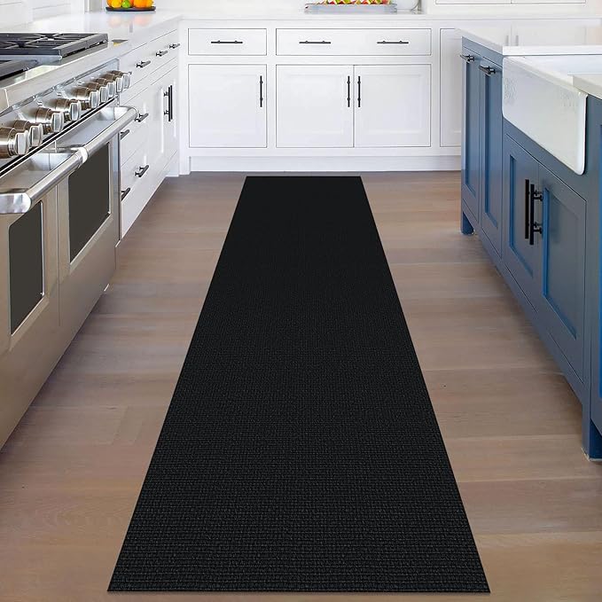 KOZYFLY Washable Runner Rug 2x8 Ft Runners for Hallways Non Slip Kitchen Runner Rugs Braided Cotton Entryway Runner Indoor, Carpet Runners for Hallway Entryway Bedroom, Black
