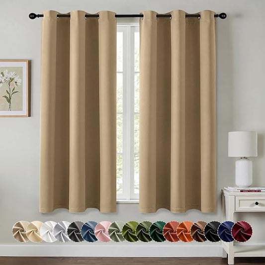 MIULEE Taupe Brown Blackout Curtains for Bedroom Living Room 54 Inches Long 2 Panels, Thermal Insulated Room Darkening Drapes Grommet Noise Reducing Light Blocking Window Treatments 40x54 Inch