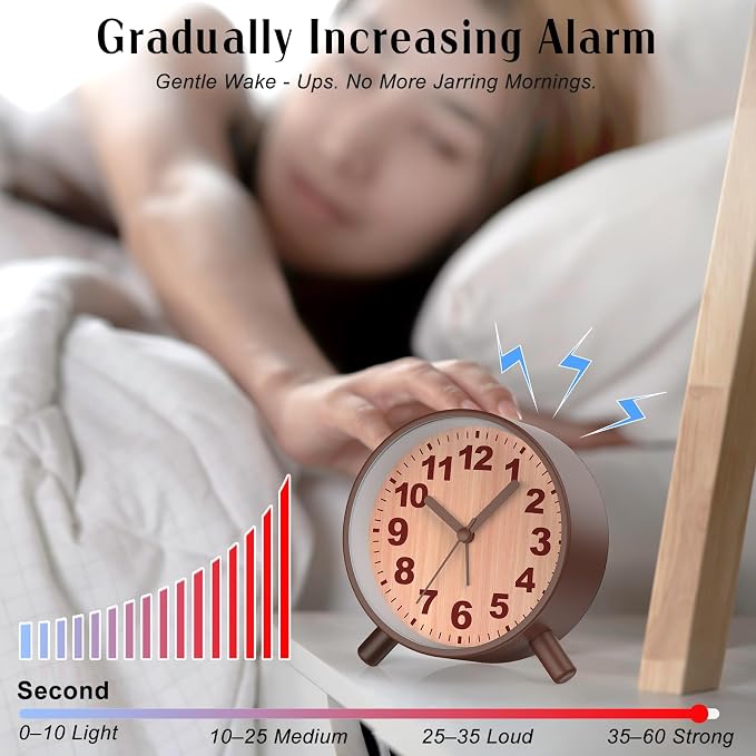Analog Alarm Clock Night Ligh Battery Operated for Bedroom - Image 5