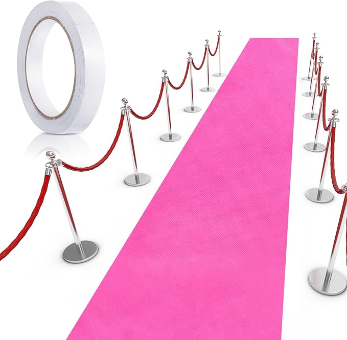 Shappy Rose Red Carpet Runner Rug for Party 55gsm Thickness with Carpet Tape Hallway Rug for Graduate Wedding Party Dance Floor Outdoor Accessories(2.6 x 30 feet)