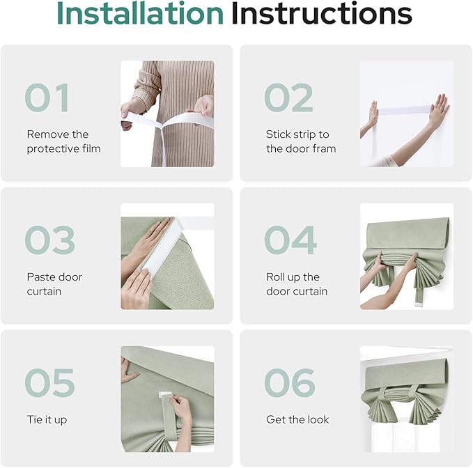 HOMEIDEAS 100% Linen Blackout French Door Curtains, Privacy Door Window Curtains, 26 X 40 Inch Room Darkening Blinds, Thermal Insulated Shades for Bedroom, 1 Panel, Sage Green