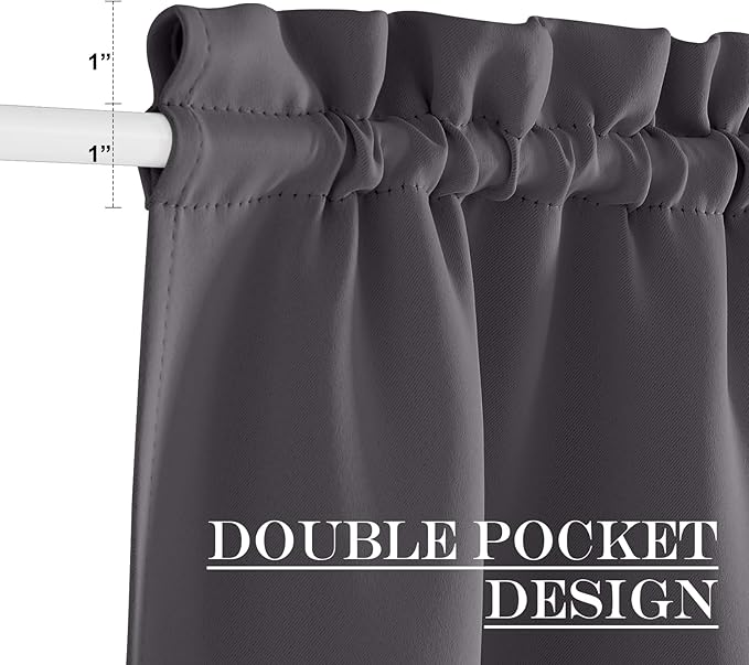 NICETOWN Thermal Insulated Window Curtains for Winter, Heavy Thick Solid Kitchen Door Curtain, Rod Pocket French Front Door for Classroom/Patio Glass, 36 x 80 inches, 1 PC, Grey