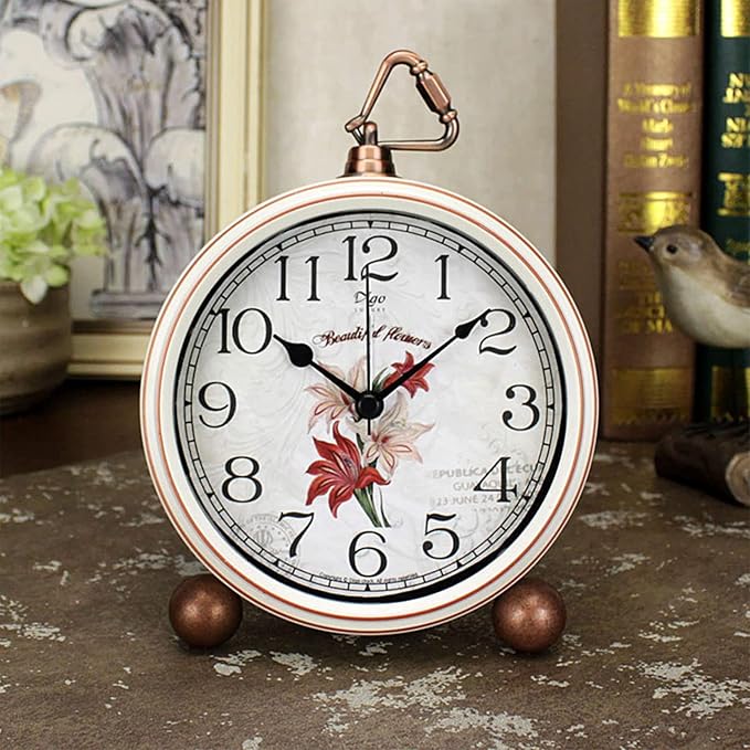 Maxspace Classic Vintage Clocks - Elegant and Decorative Analog Clock,Silent Non-Ticking Clock with Distressed Metal Frame for Office, Living Room or Bedroom - Image 6