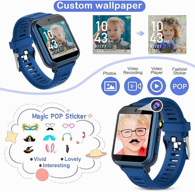 Tixpc Smart Watch for Kids with 39 Puzzle Games HD Touch Screen Camera Music Player Pedometer Alarm Clock Calculator Flashlight 12/24 hr Gifts for 4-12 Year Old Boys Toys for Kids - Image 3