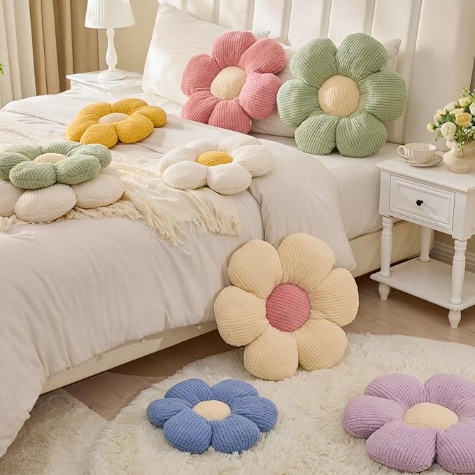 Daisy Pillow, Orange Flower Shaped Throw Pillow Cushion, 19.6" Plush Throw Pillow for Home Decor