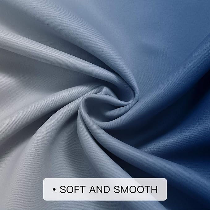 COSVIA Ombre Blue Curtains, 84 inch Long, 2 Panels, Room Darkening, Light Blocking, Insulated, Thermal Gradient, Bedroom/Living Room, 42x84 inches
