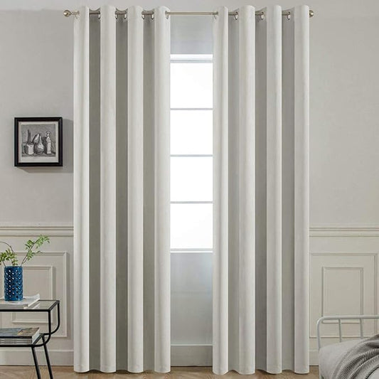 Yakamok Light Beige Room Darkening Thermal Insulated Light Blocking Blackout Curtains 84 inch Long Window Treatment Drapes for Living Room Bedroom (52Wx84L,Light Beige,2 Panels)
