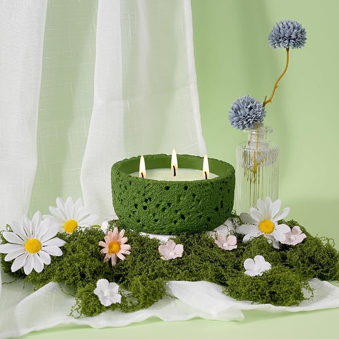 Viyffo Large Citronella Candles Outdoor, 3 Wick 20oz Citronella Candle Indoor, Non Toxic Soy Scented Candle, Green Ceramic Jar for Patio, Deck, Garden, Backyard, Camping, Home Fragrance, Décor & Gift