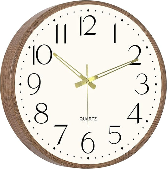 Vintage Wall Clock 14 Inch Quartz Silent Non-Ticking Analog Clock Battery Operated Rustic Round Decorative Clock for Living Room Kitchen Home Office Classroom
