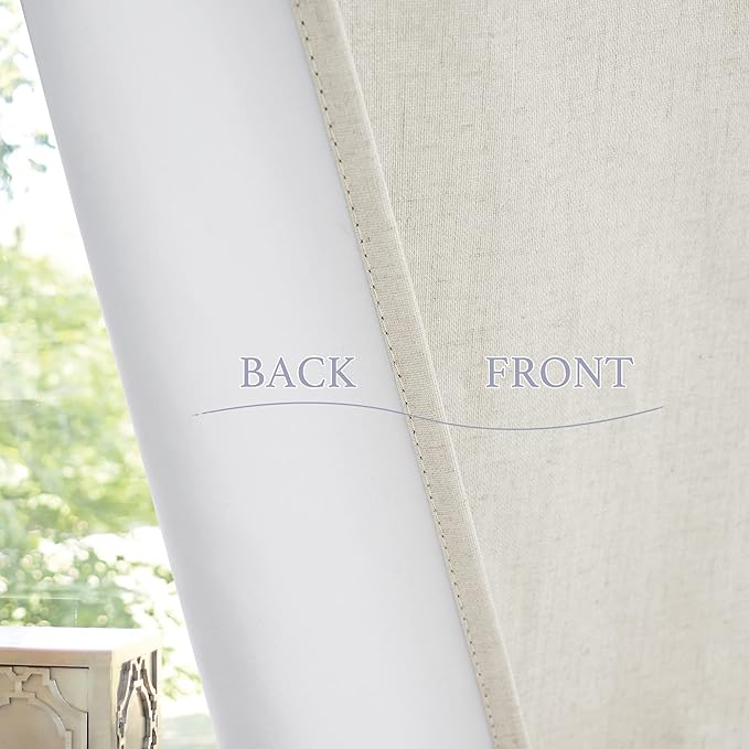 RYB HOME 100% Blackout Curtains for Small Window, Linen Textured Blend Insulating Privacy French Door Curtains Tie Up Shades for Kitchen Storage Cabinet Basement, W 12 x L 40, Ivory, 1 Panel