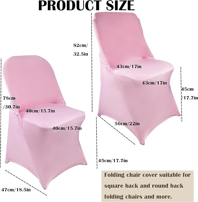 10PCS Stretch Spandex Folding Waterproof Chair Covers,Universal Fitted Chair Cover Protector for Wedding Party Banquet Holidays Celebration Decoration(Pink)