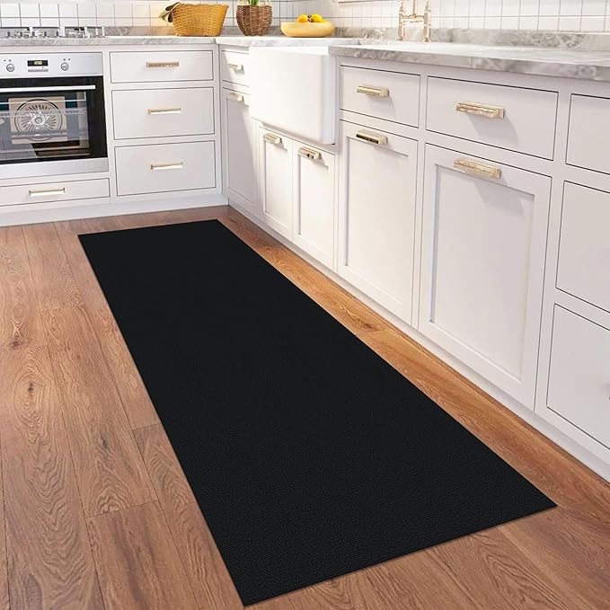KOZYFLY Washable Runner Rug 2x6 Ft Runners for Hallways Non Slip Kitchen Runner Rugs Braided Cotton Entryway Runner Indoor, Carpet Runners for Hallway Kitchen Entryway Bedroom, Black