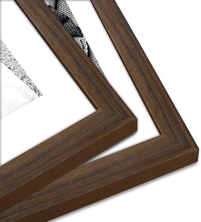 Americanflat Set of 7 Picture Frames with Shatter-Resistant Glass - Gallery Wall Frame Set with One 11x14, Two 8x10 and Four 5x7 Frames - Signature Collection - Walnut