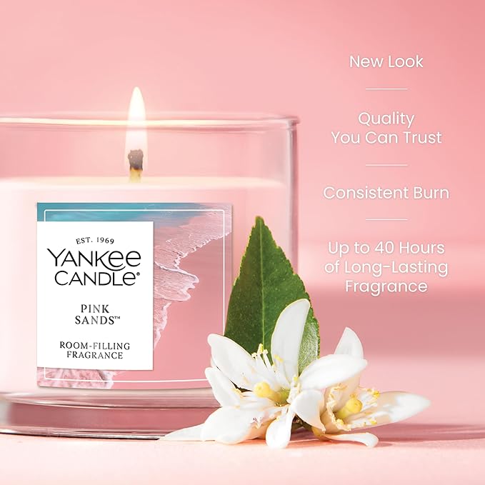 Yankee Candle Small Tumbler Scented Candle, Up To 40 Hour Burn Time, Premium Plant Wax Blend For Consistent Burn, Tumbler Candle With Room Filling Fragrance, Pink Sands