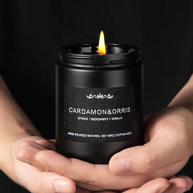 Scented Candles for Men - 42oz Soy Wax 300h Long Lasting Candle, Manly Scented Candles with Leather/Woods/Pine/Vanilla/Lavender/Amber -Mens Candle Gift Set for Birthday, Father's Day, Man Cave Decor