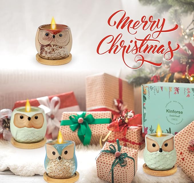 Scented Candles Birthday Gifts for Women, Owl Gifts for Women, 6 Pack Novelty Owl Aromatherapy Candle Bulk Gift for Birthday Mother's Thanksgiving