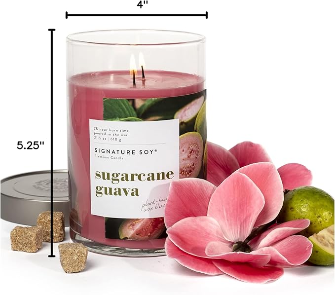 Signature Soy Lidded Sugarcane Guava Scented Candle