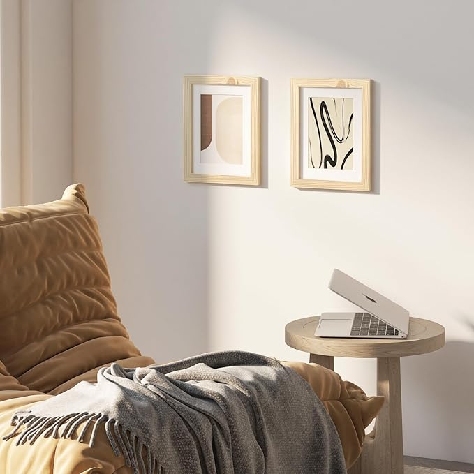 KINLINK 6x8 Picture Frame Wood Grain Set of 6, Wooden Photo Frame Matted 4x6 with Plexiglass for 4x6 with Mat or 6x8 without Mat for Table and Wall Display