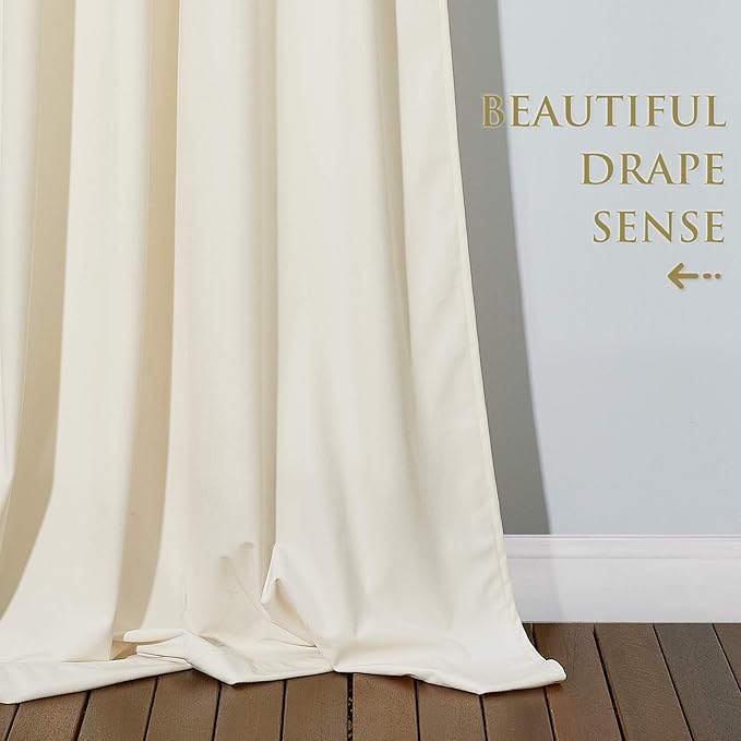 StangH Ivory White Velvet Curtains 84 inches Long - Grommet Thick Heavy Room Darkening Privacy Window Drapes for Nursery Kids Bedroom/Backdrops, W42 x L84 inches, 2 Panels