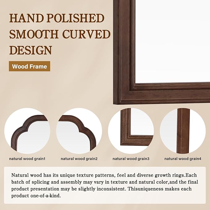 WallBeyond Wood Bathroom Mirrors for Wall Mounted, 20" x 30" Rustic Wood Frame Wall Mirrors Decorative for Living Room or Bedroom Vanity Mirror (Walnut)