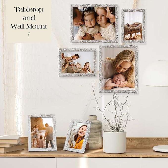 TWING Collage Picture Frames Wall Decor 10 Pack, Gallery Wall Rustic Picture Frame Set for Wall or Tabletop Display, Multi Sizes with Two 8x10, Four 5x7, and Four 4x6 Photo Frames