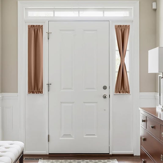 NICETOWN Blackout Side Door Curtains, Front Door Curtains for Small Window, Privacy Shades for Sidelight, Thermal Insulated Window Covering, Cappuccino, 1 Panel, W12 X L40 Inches Long