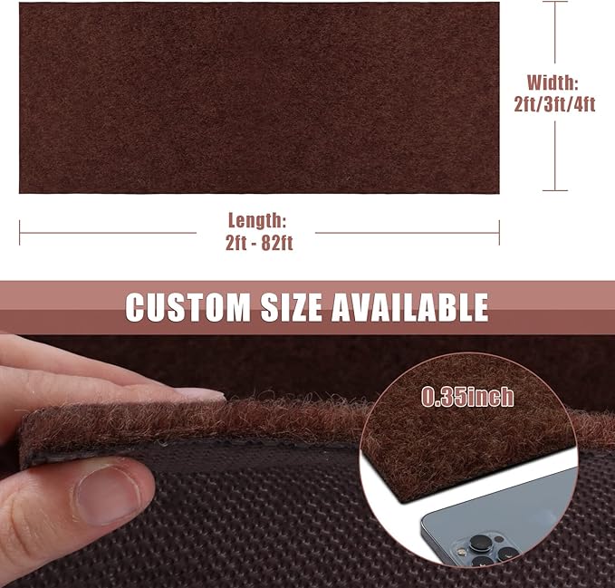 Runner Rug 4 ft x 29 ft Carpet Runners, Indoor/Outdoor Hallway Kitchen Entryway Bedroom Area Rugs with Non-Slip Rubber Backing, Garage mat, Chocolate Brown, Custom